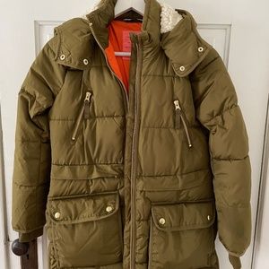 J Crew chateau puffer jacket with PrimaLoft olive
